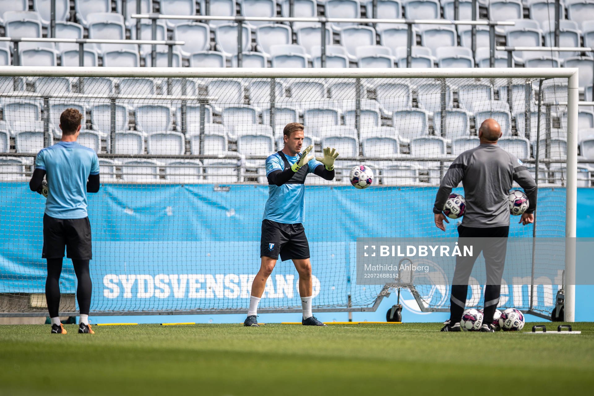 Goalkeeper Johan Dahlin during a training session with Malmö FF on July 26, 2022 in Malmö. 
