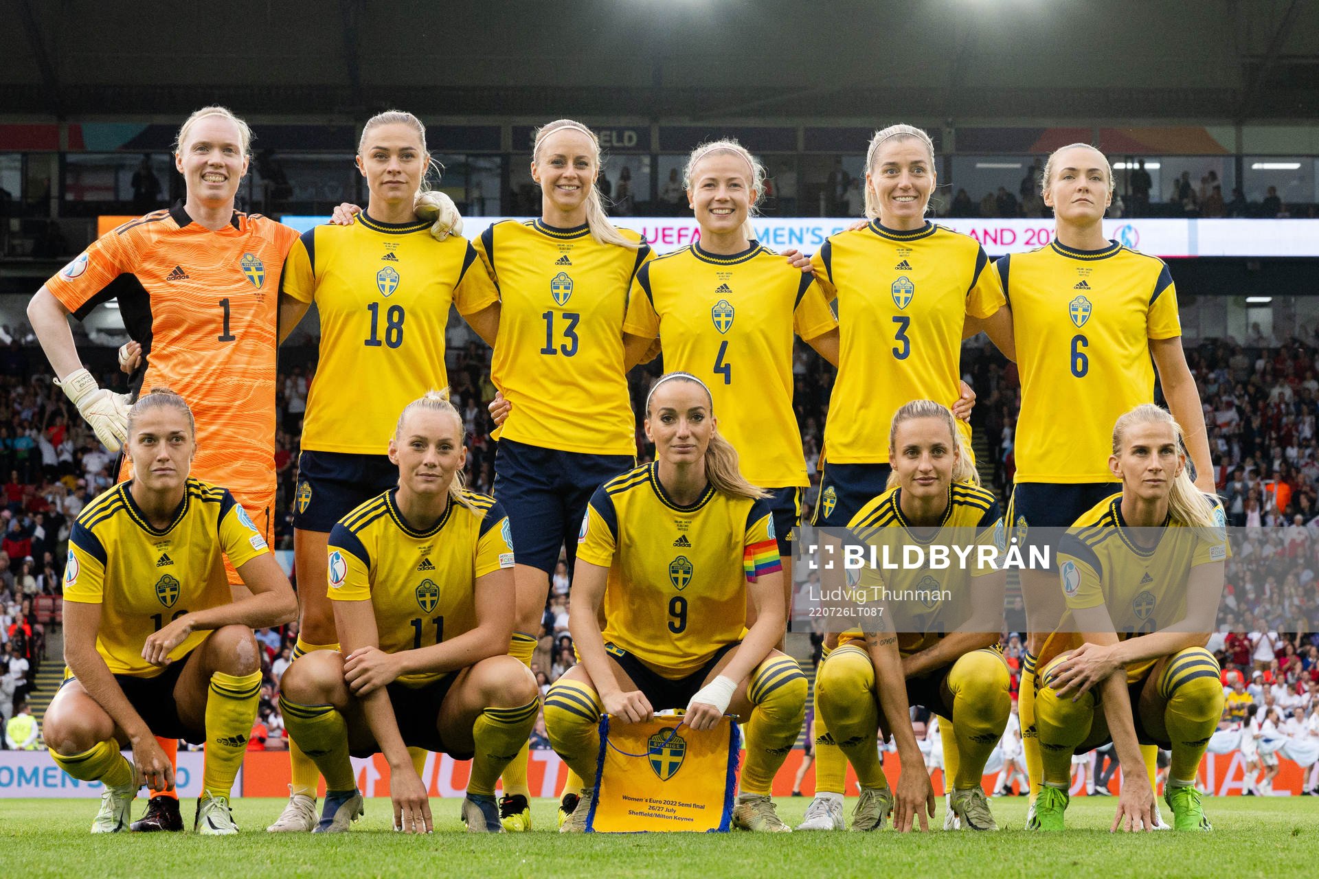 The starting eleven of Sweden pose for a team photo the