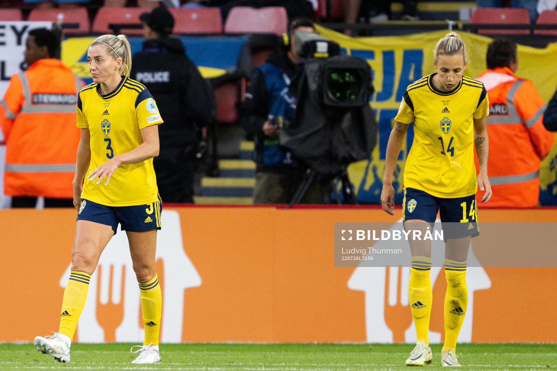 Linda Sembrant and Nathalie Björn of Sweden look dejected