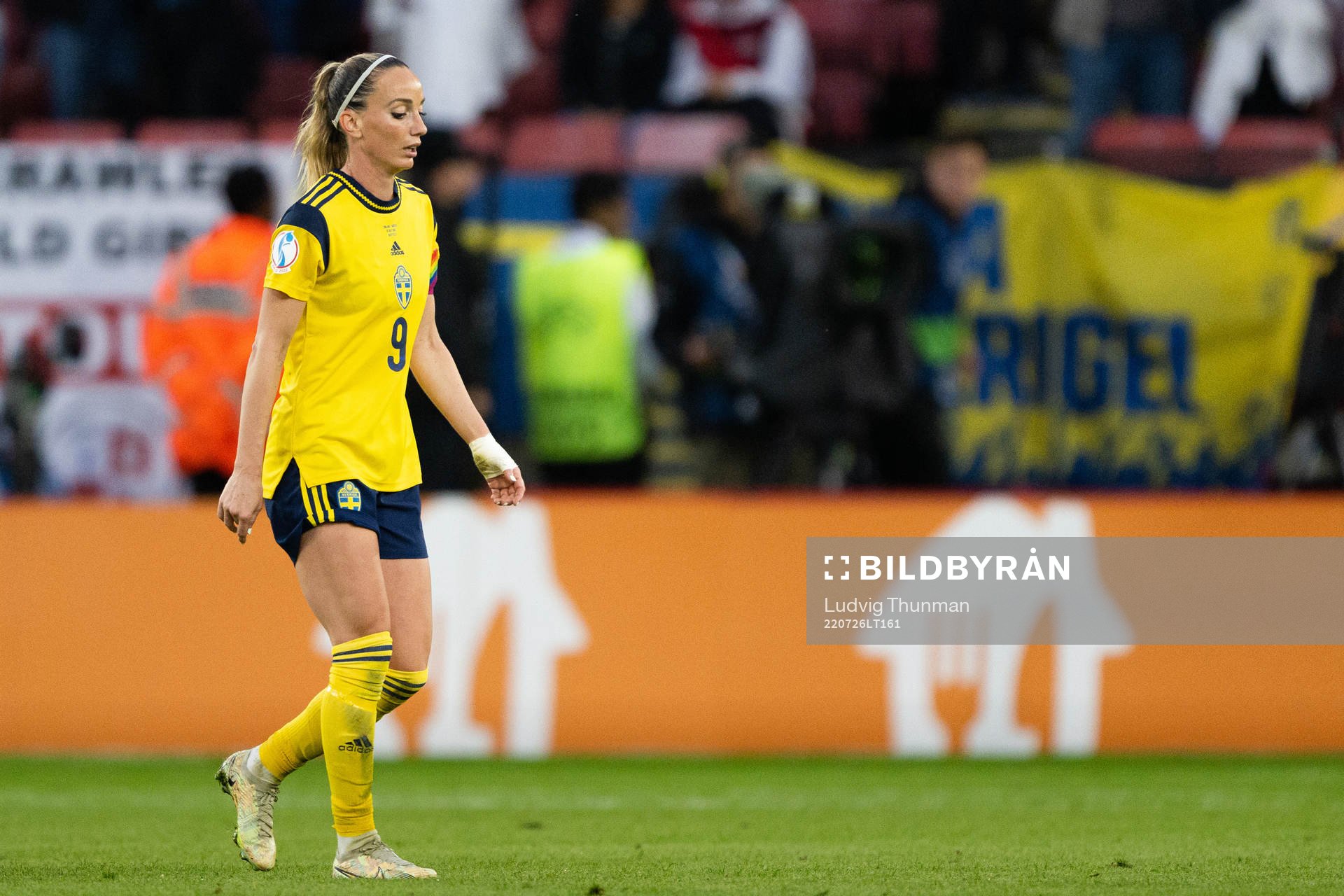 Kosovare Asllani of Sweden looks dejected