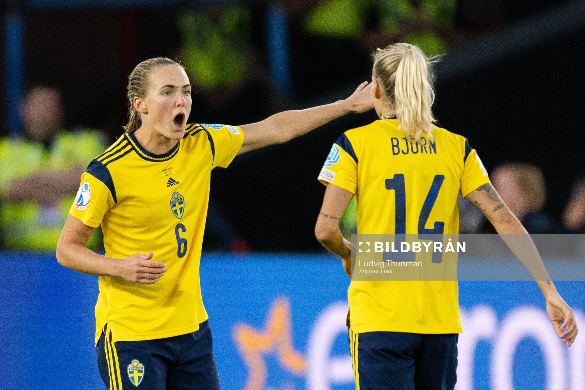 Magdalena Eriksson and Nathalie Björn of Sweden look