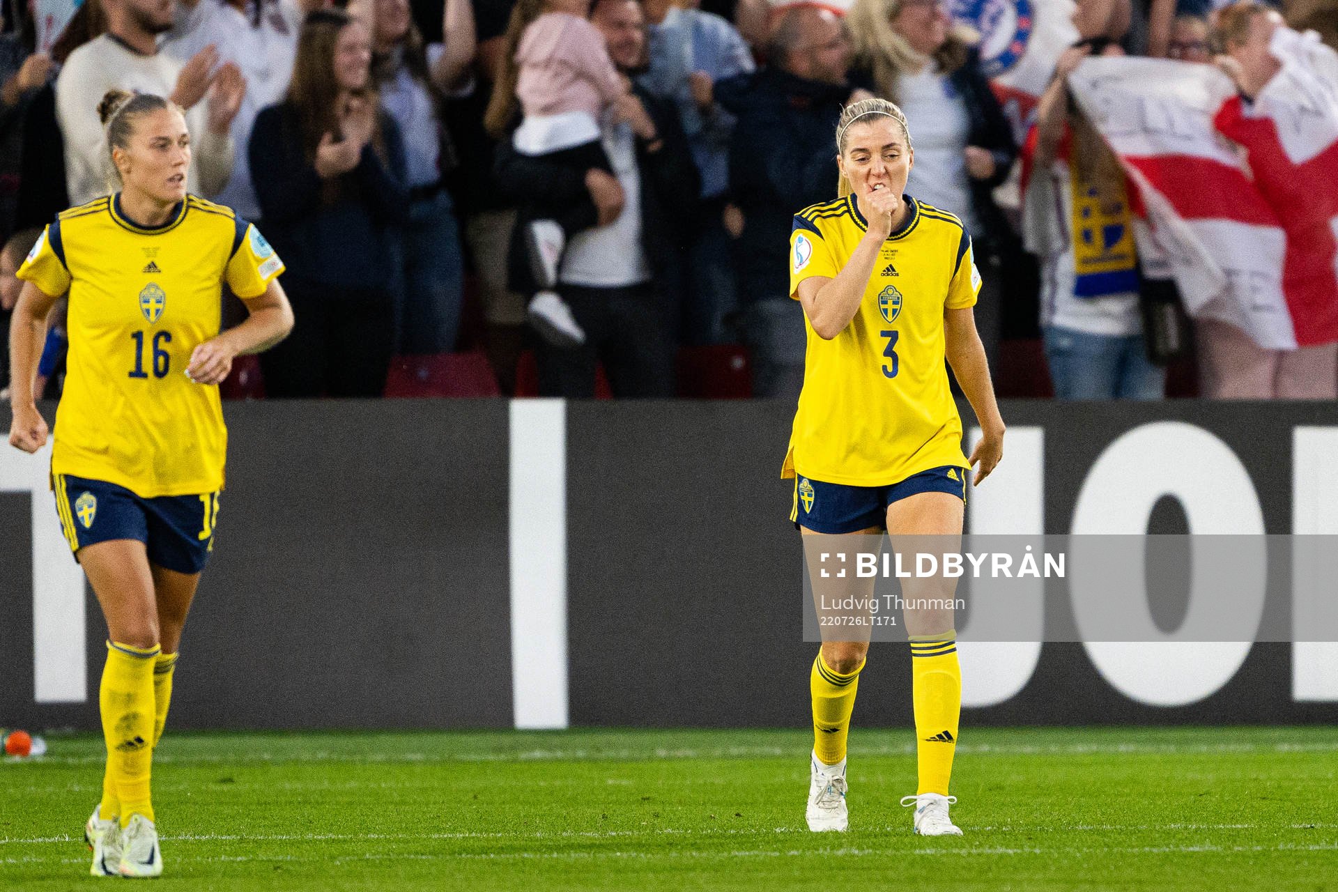 Filippa Angeldahl and Linda Sembrant of Sweden look dejected