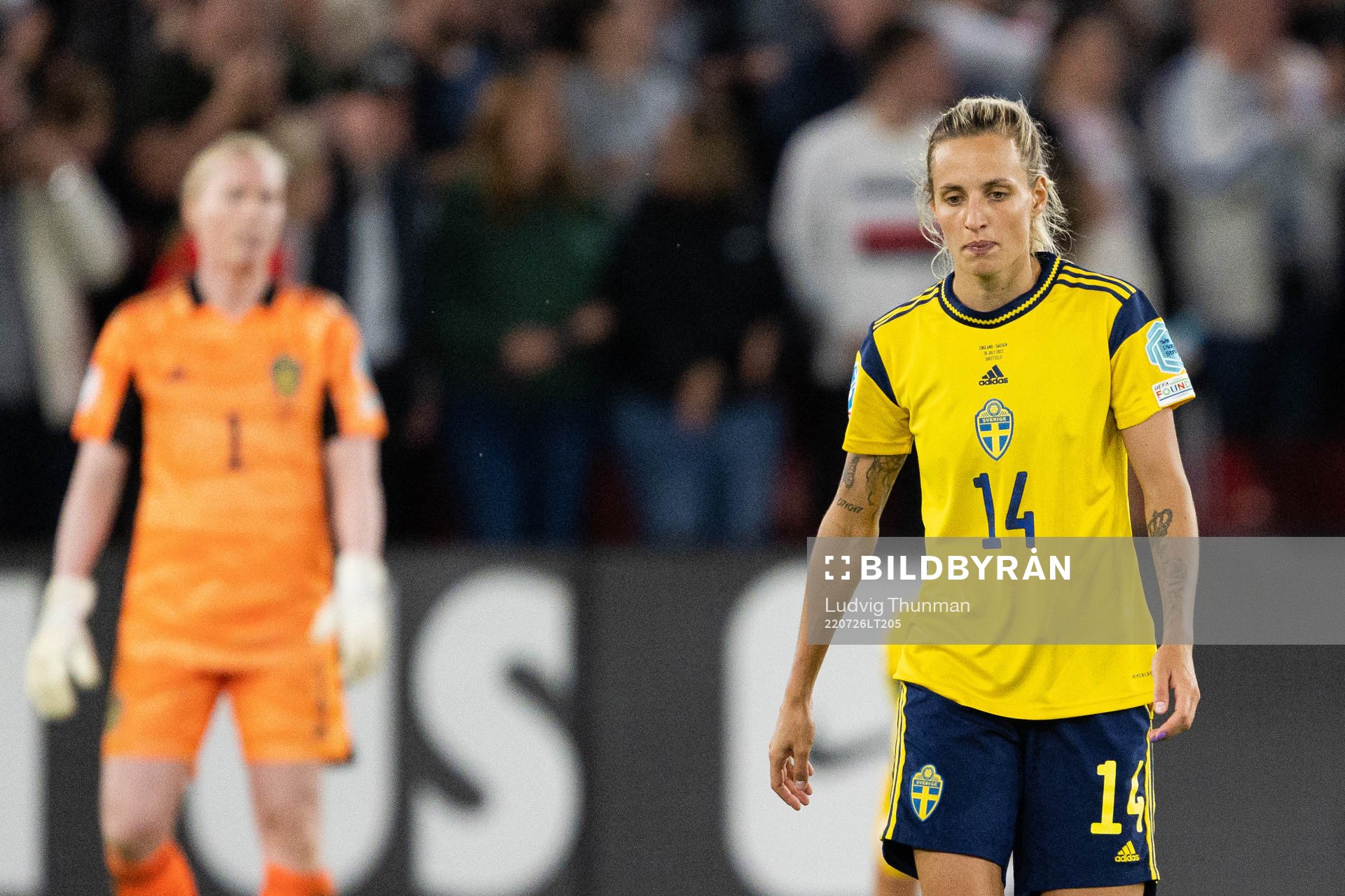 Nathalie Björn of Sweden looks dejected