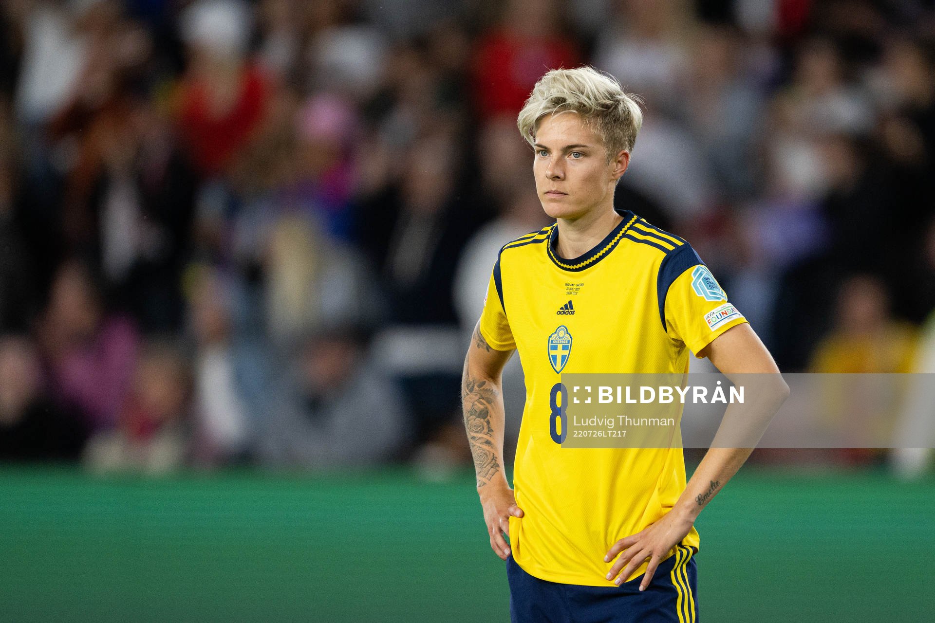 Lina Hurtig of Sweden looks dejected