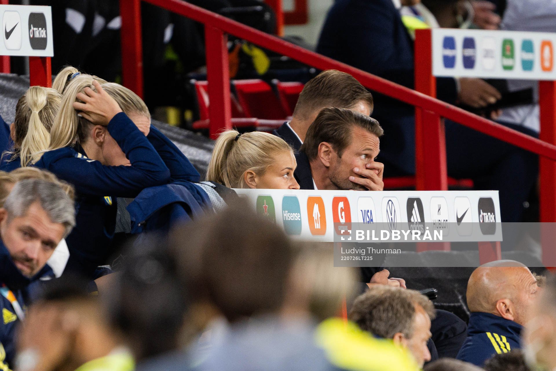 Amanda Nilden of Sweden looks dejected