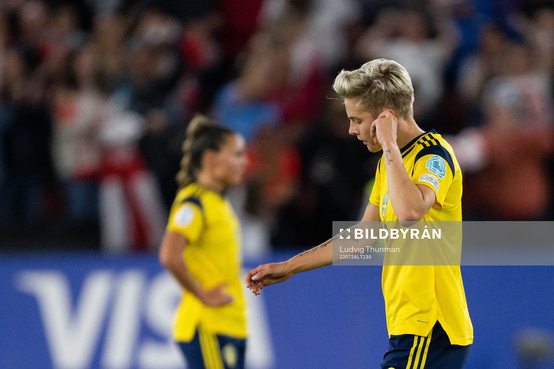Lina Hurtig of Sweden looks dejected