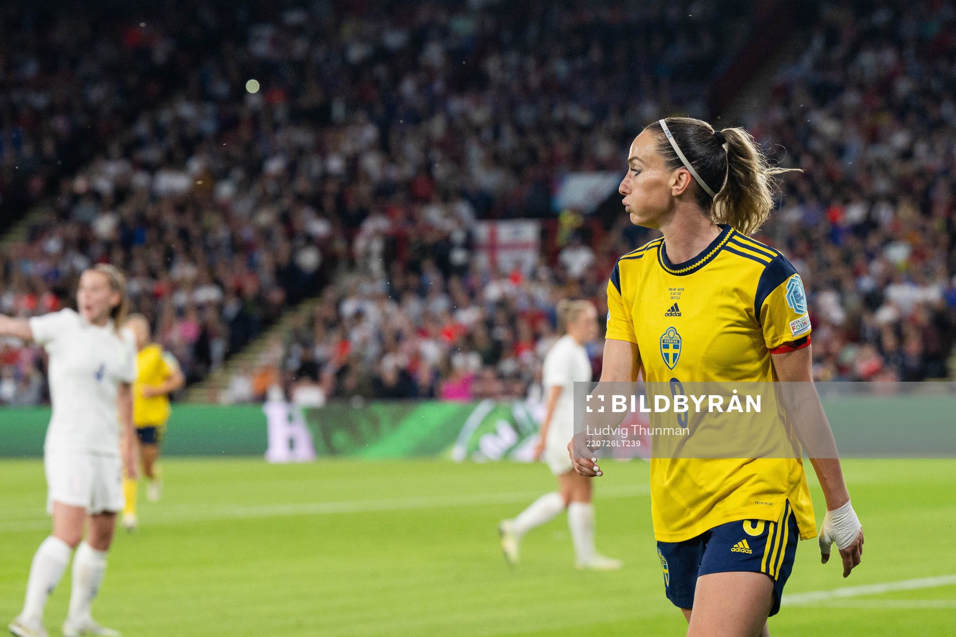 Kosovare Asllani of Sweden looks dejected