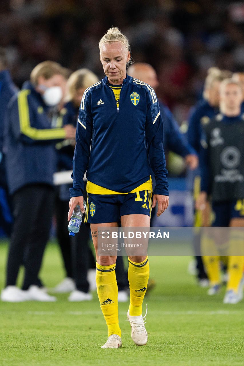 Caroline Seger of Sweden looks dejected
