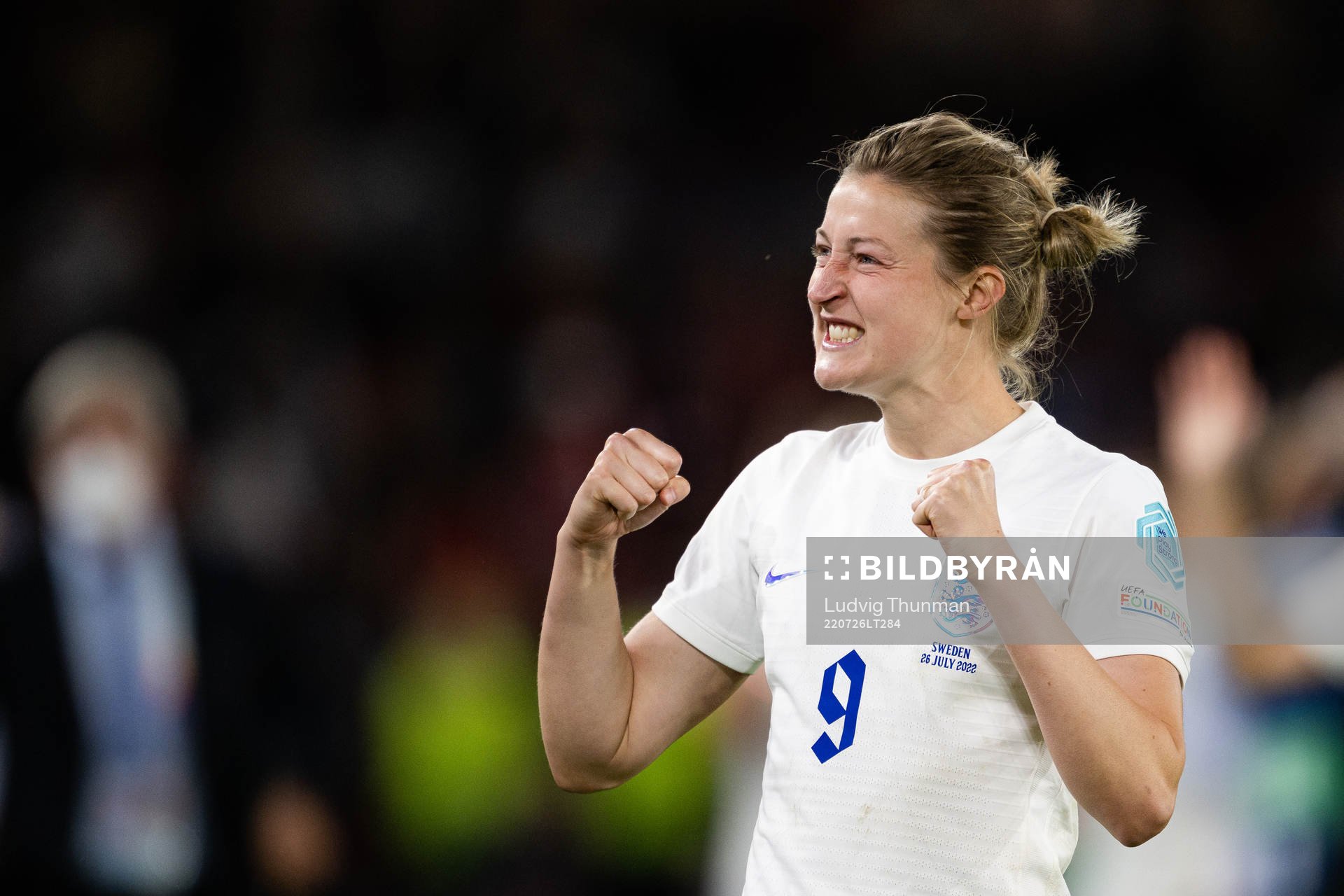 Ellen White of England celebrates