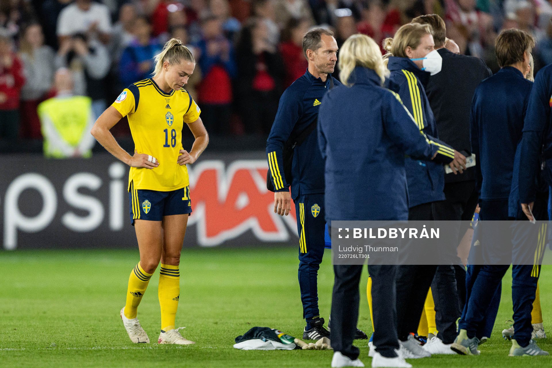 Fridolina Rolfö of Sweden looks dejected