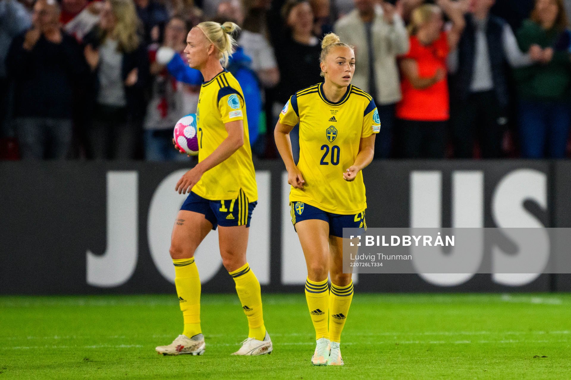 Caroline Seger and Hanna Bennison of Sweden looks dejected