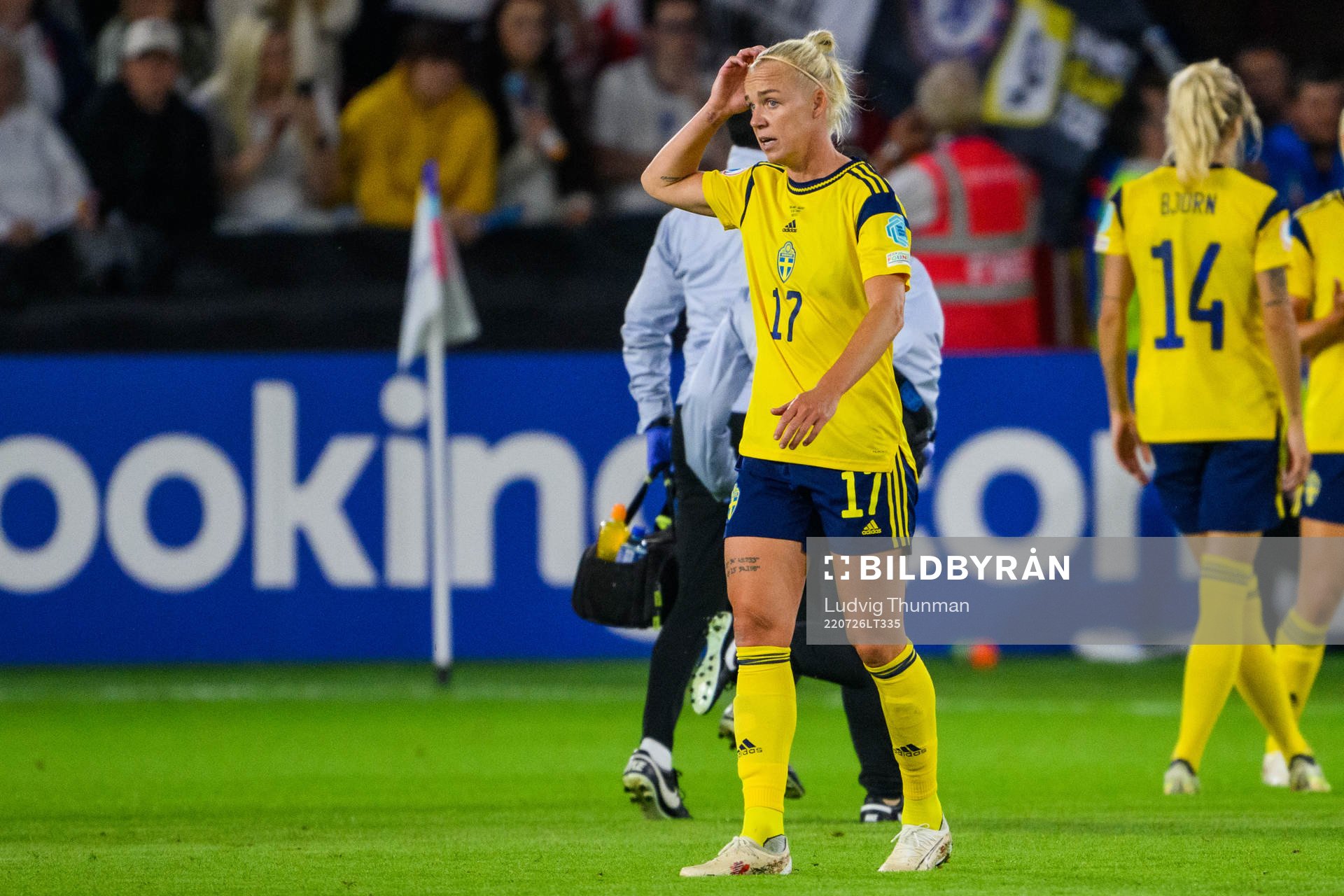 Caroline Seger of Sweden looks dejected