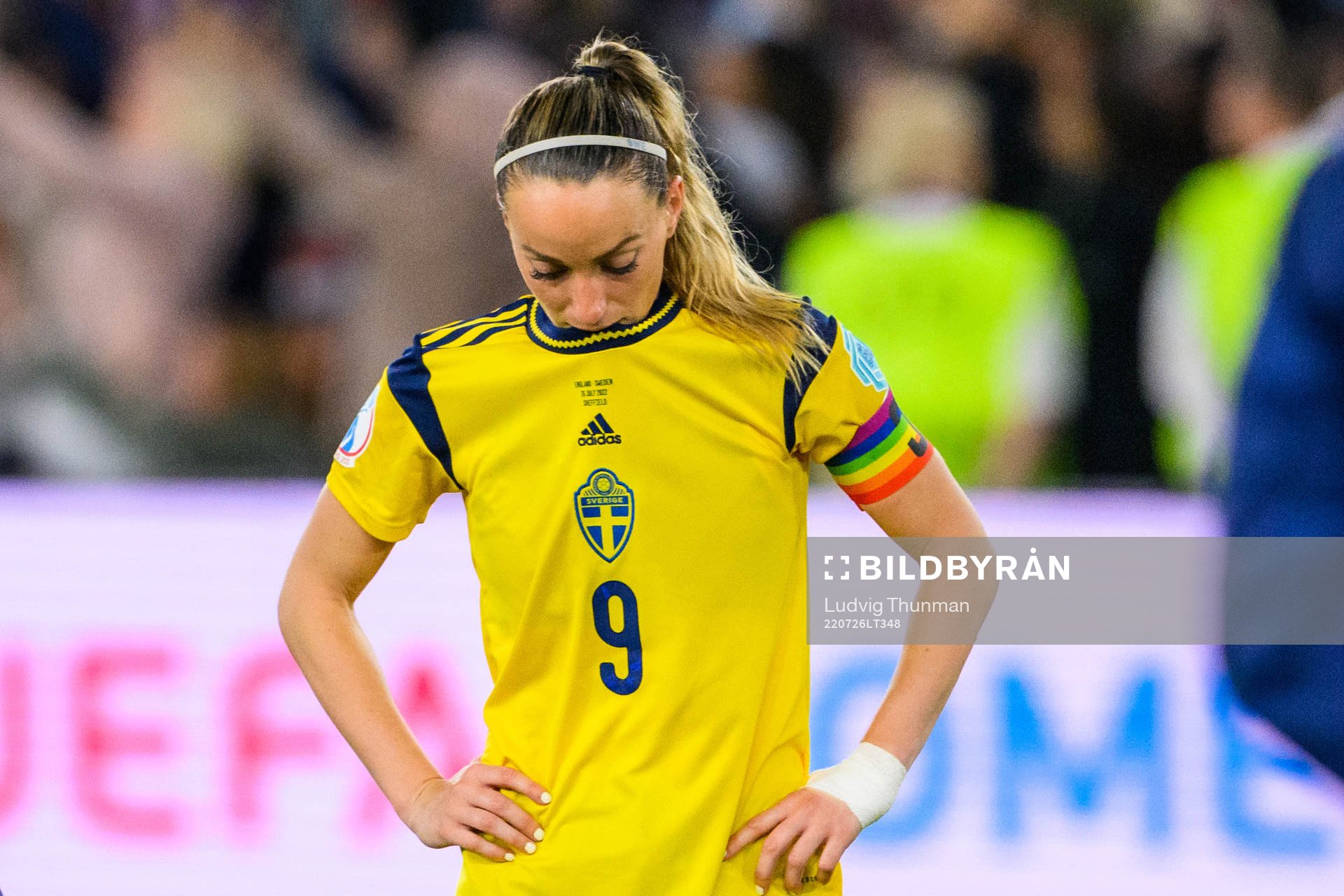 Kosovare Asllani of Sweden looks dejected