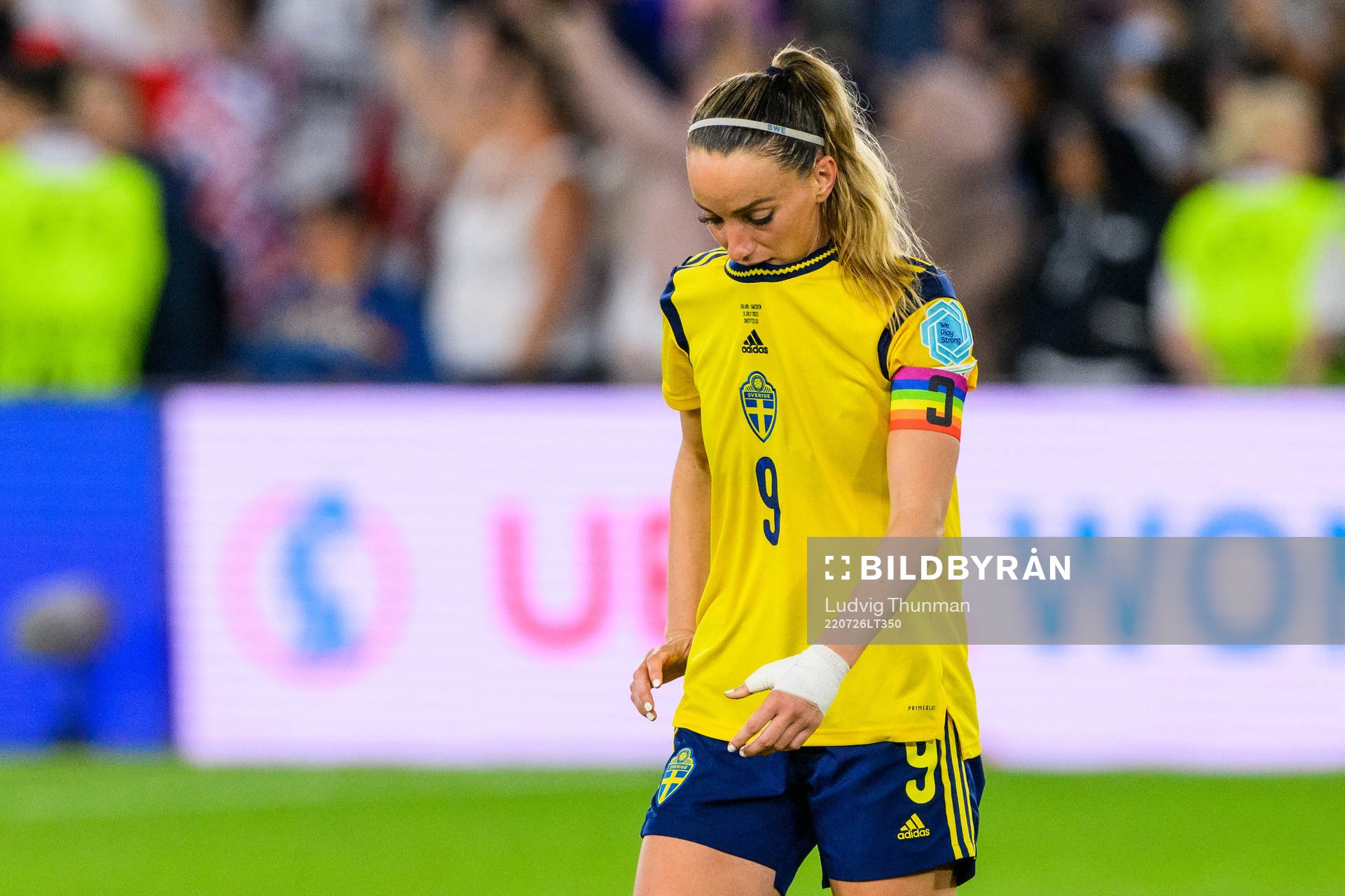 Kosovare Asllani of Sweden looks dejected