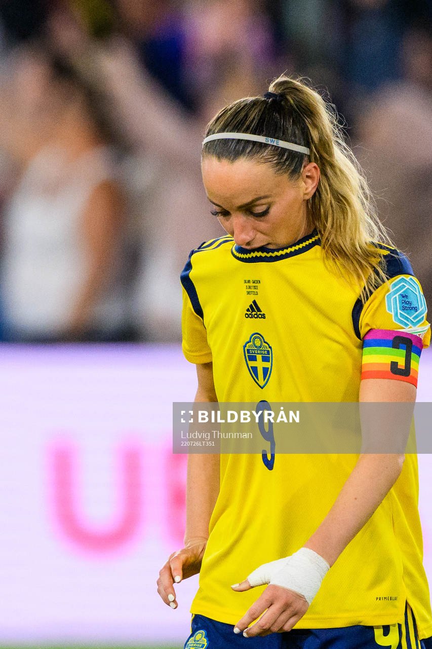 Kosovare Asllani of Sweden looks dejected