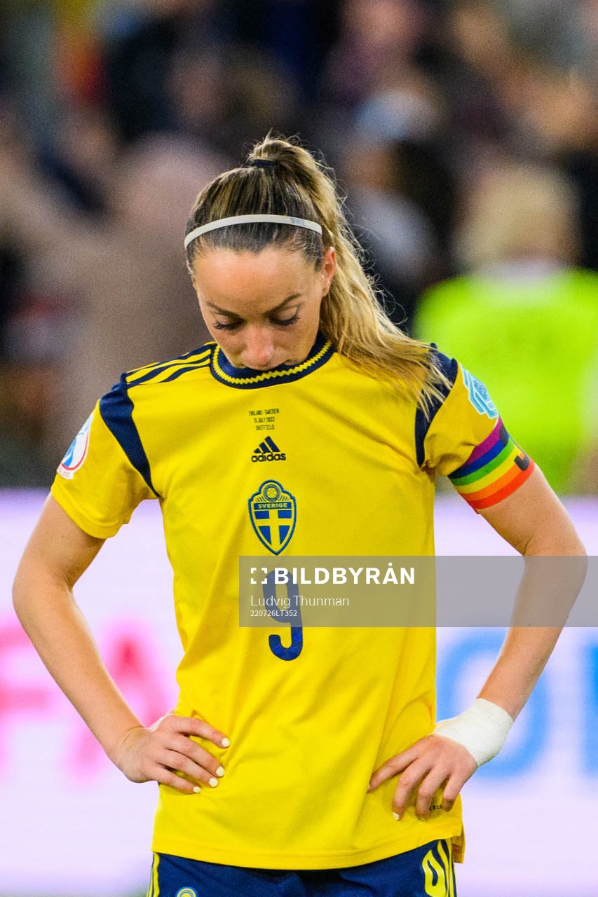 Kosovare Asllani of Sweden looks dejected