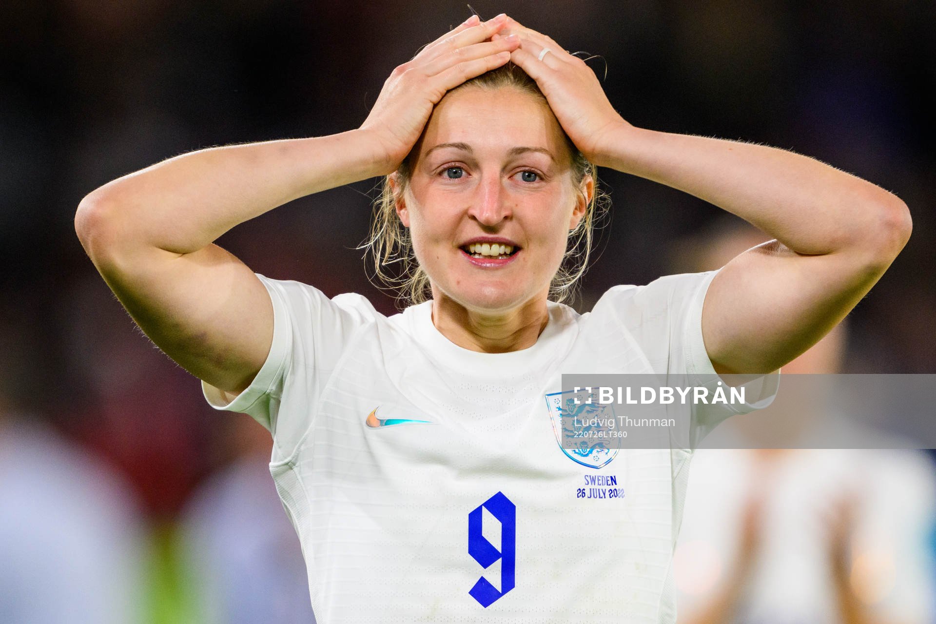 Ellen White of England celebrates after the UEFA Women's Euro 2022 semifinal match between England and Sweden on July 26, 2022 in Sheffield.