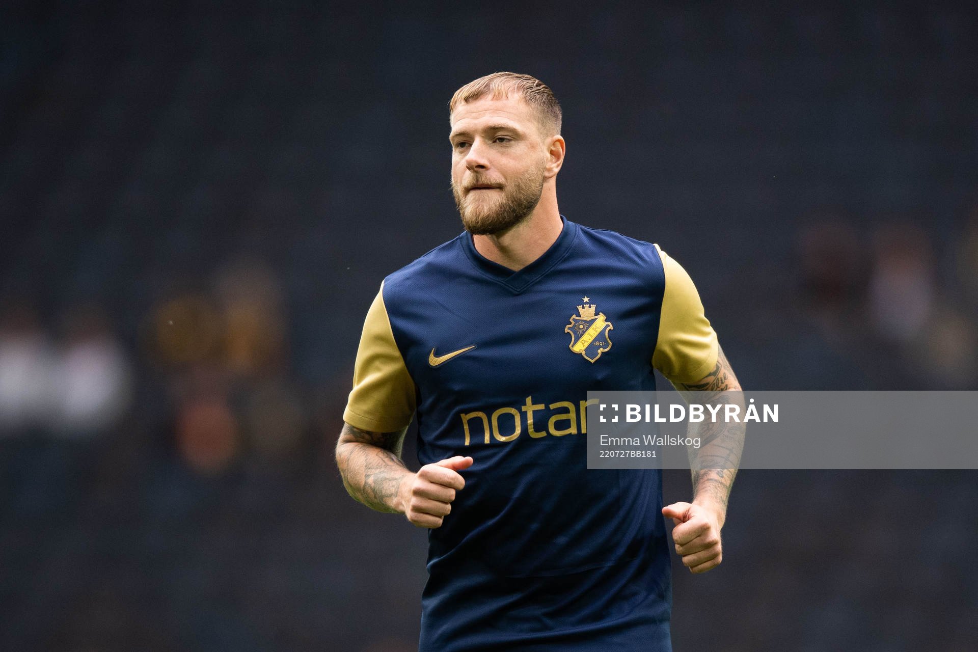 John Guidetti of AIK ahead of the UEFA Europa Conference League qualifying match on July 27, 2022 in Stockholm.