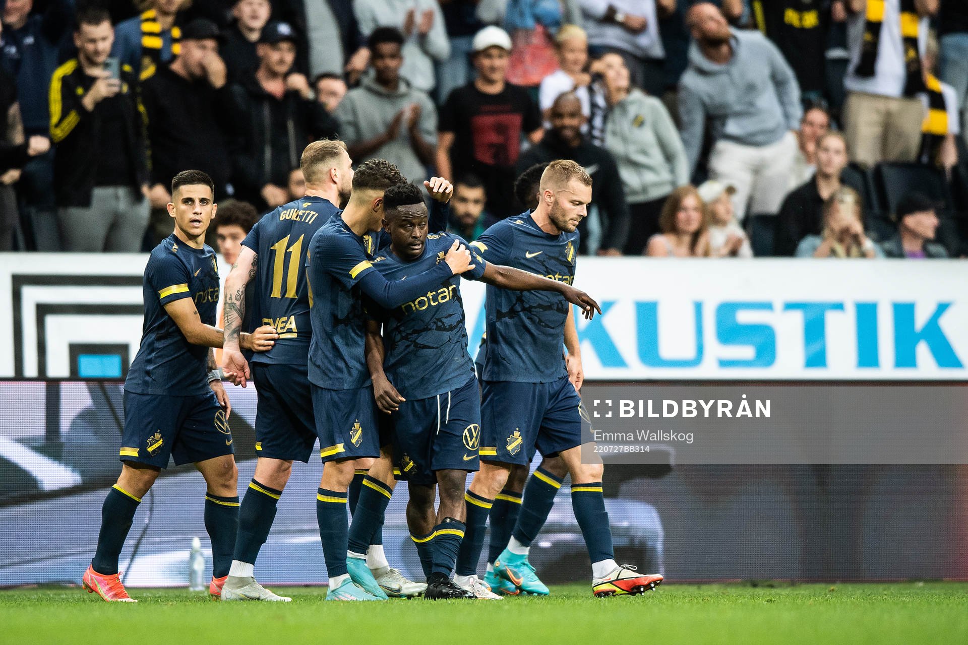 Josafat Mendes of AIK celebrates scoring 1-0