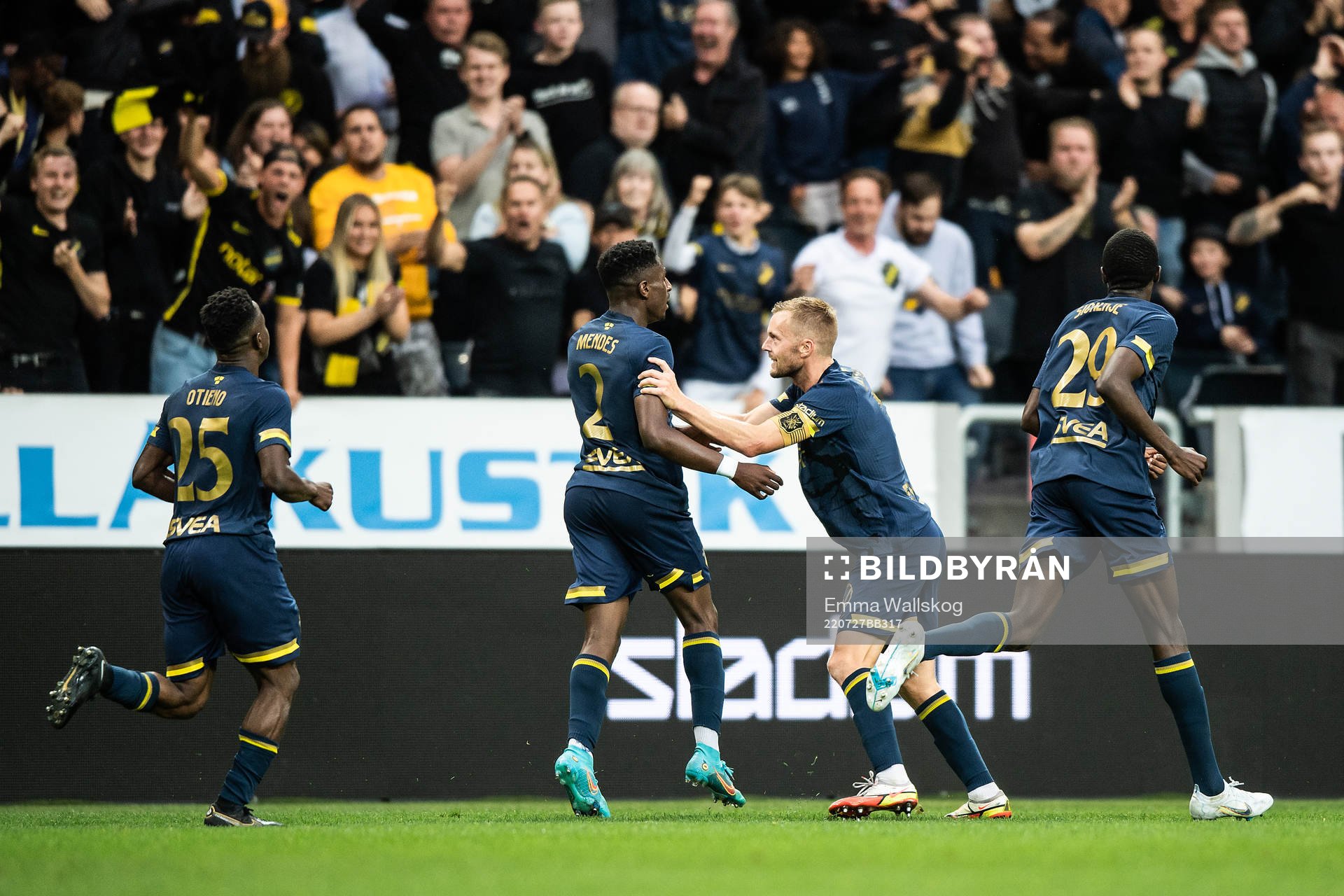 Josafat Mendes and Sebastian Larsson of AIK celebrate