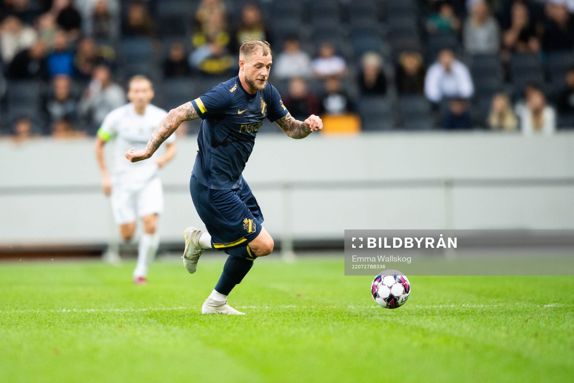 John Guidetti of AIK during the UEFA Europa Conference League qualifying match between AIK and Vorskla Poltava on July 27, 2022 in Stockholm.