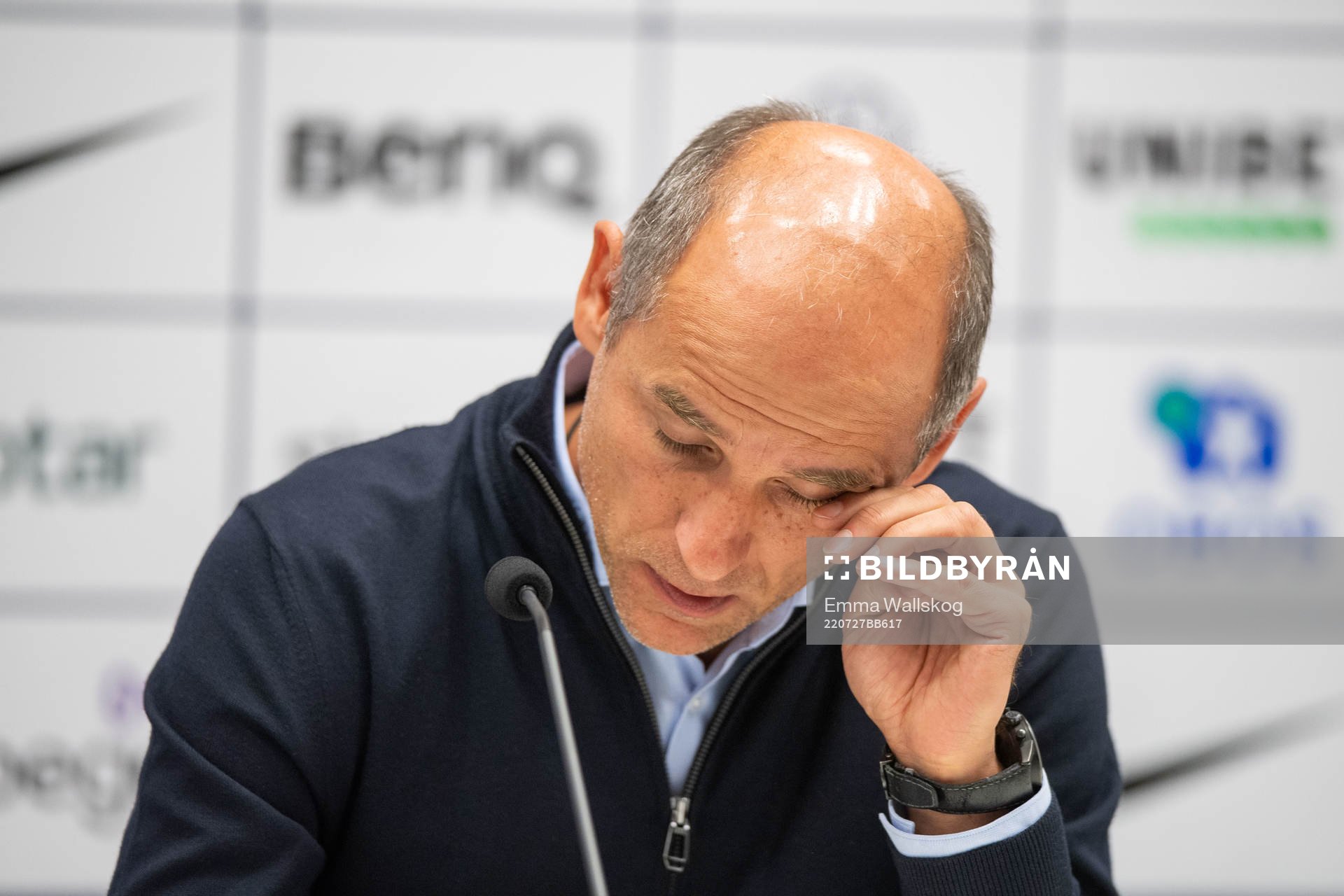 Viktor Skripnik, head coach of Vorskla Poltava during a press conference after the UEFA Europa Conference League qualifying match between AIK and Vorskla Poltava on July 27, 2022 in Stockholm.