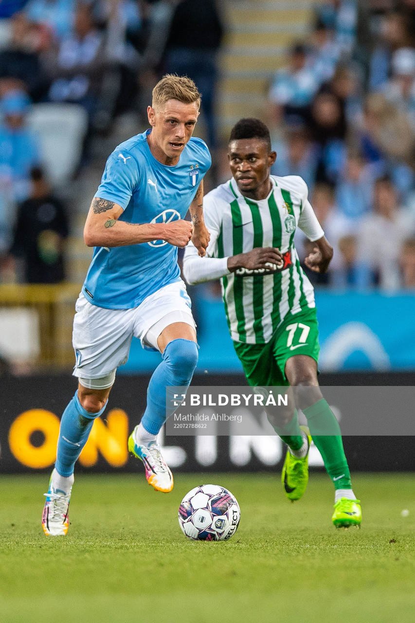 Søren Rieks of Malmö FF during the UEFA Champions League qualifying match between Malmö FF and Zalgiris Vilnius on July 27, 2022 in Malmö.