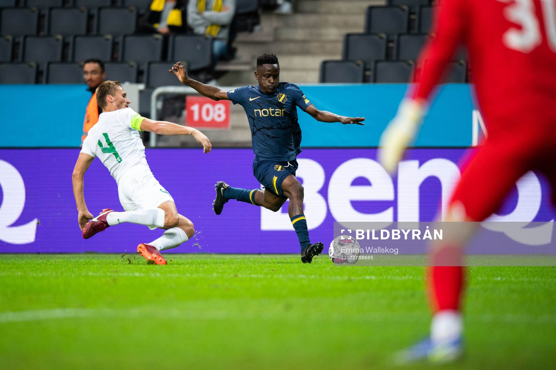 Igor Perduta of Vorskla Poltava and Erick Otieno Ouma of AIK