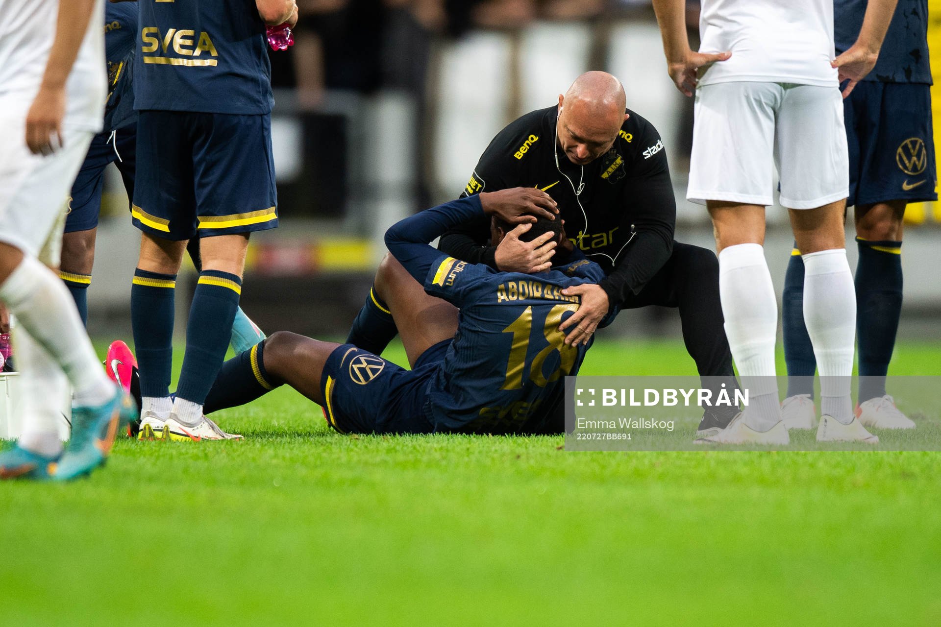 Amar Abdirahman Ahmed Fatah of AIK receives medical
