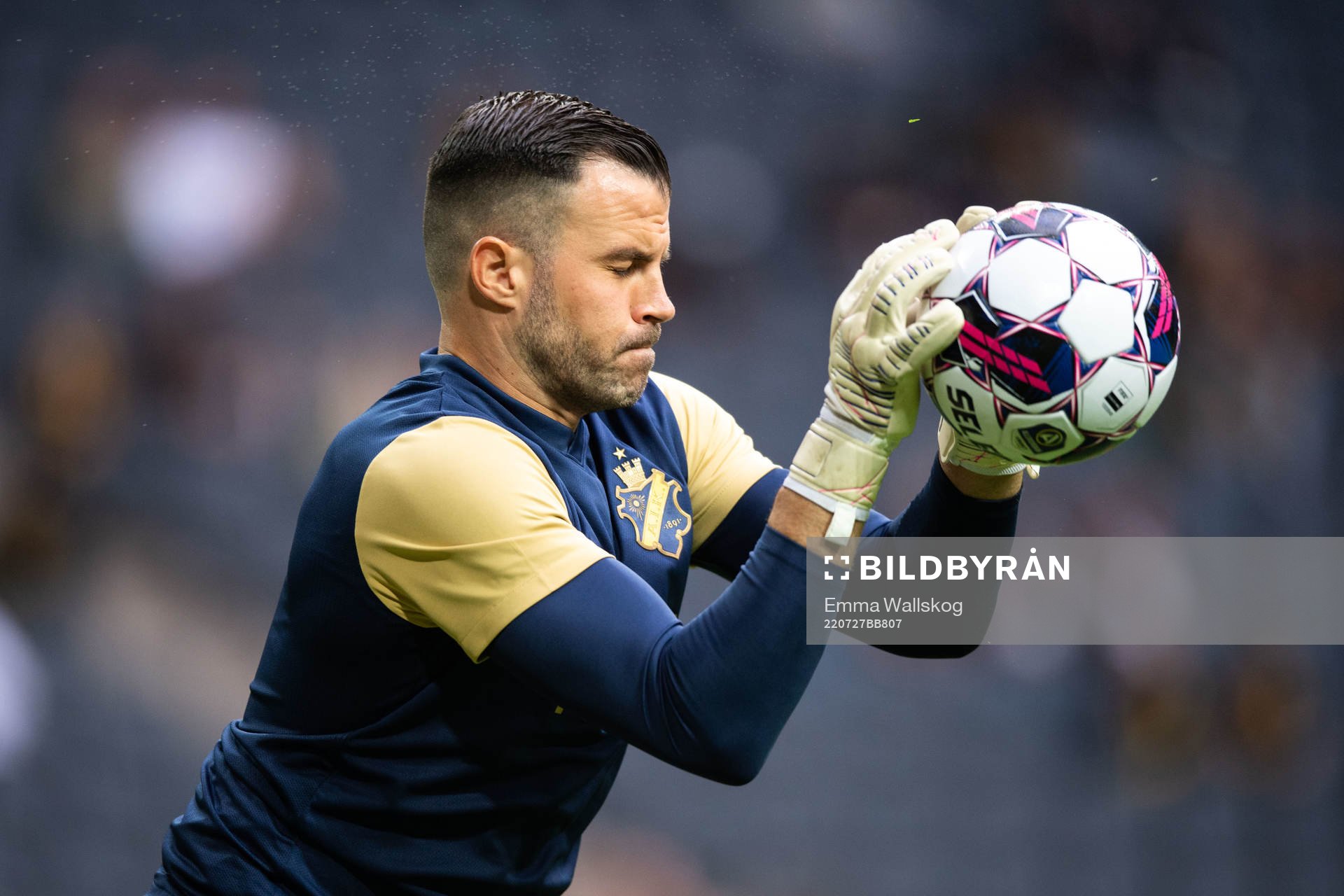 Goalkeeper Budimir Janošević of AIK the UEFA Europa Conference League qualifying match between AIK and Vorskla Poltava on July 27, 2022 in Stockholm.