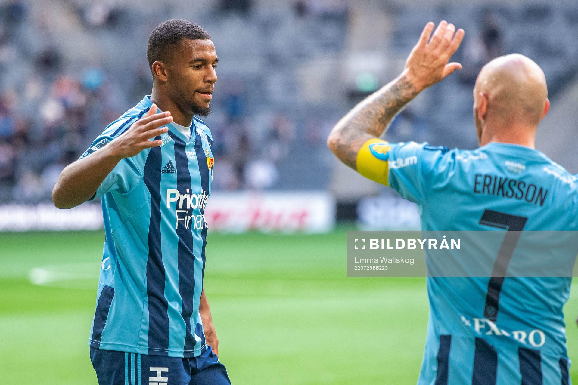 Isak Hien of Djurgården celebrates 1-0