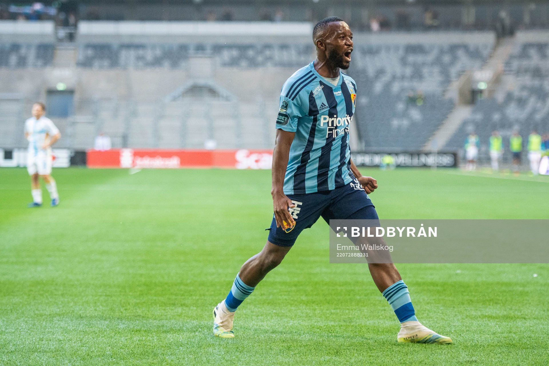 Emmanuel Banda of Djurgården celebrates 2-0