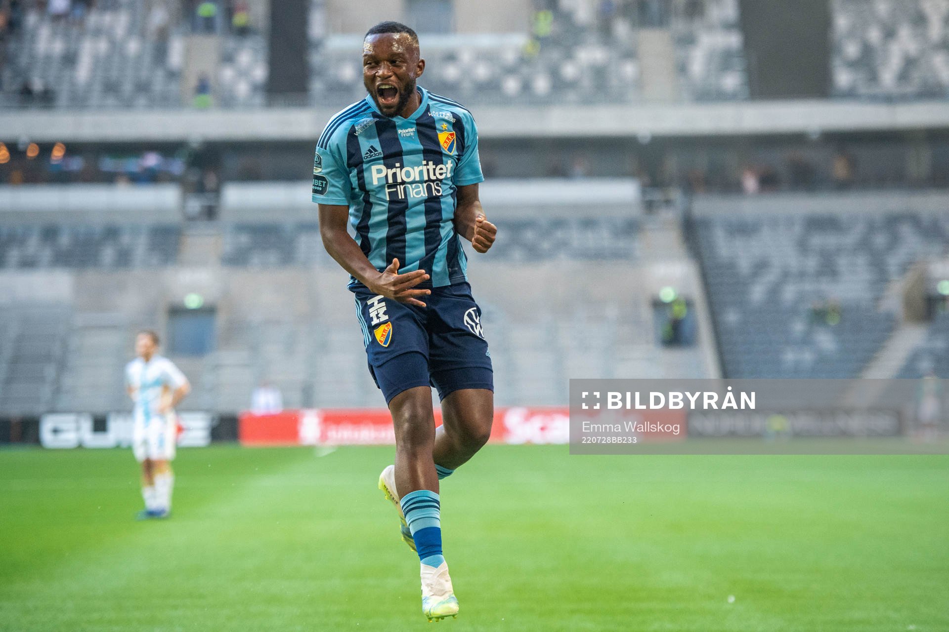 Emmanuel Banda of Djurgården celebrates 2-0
