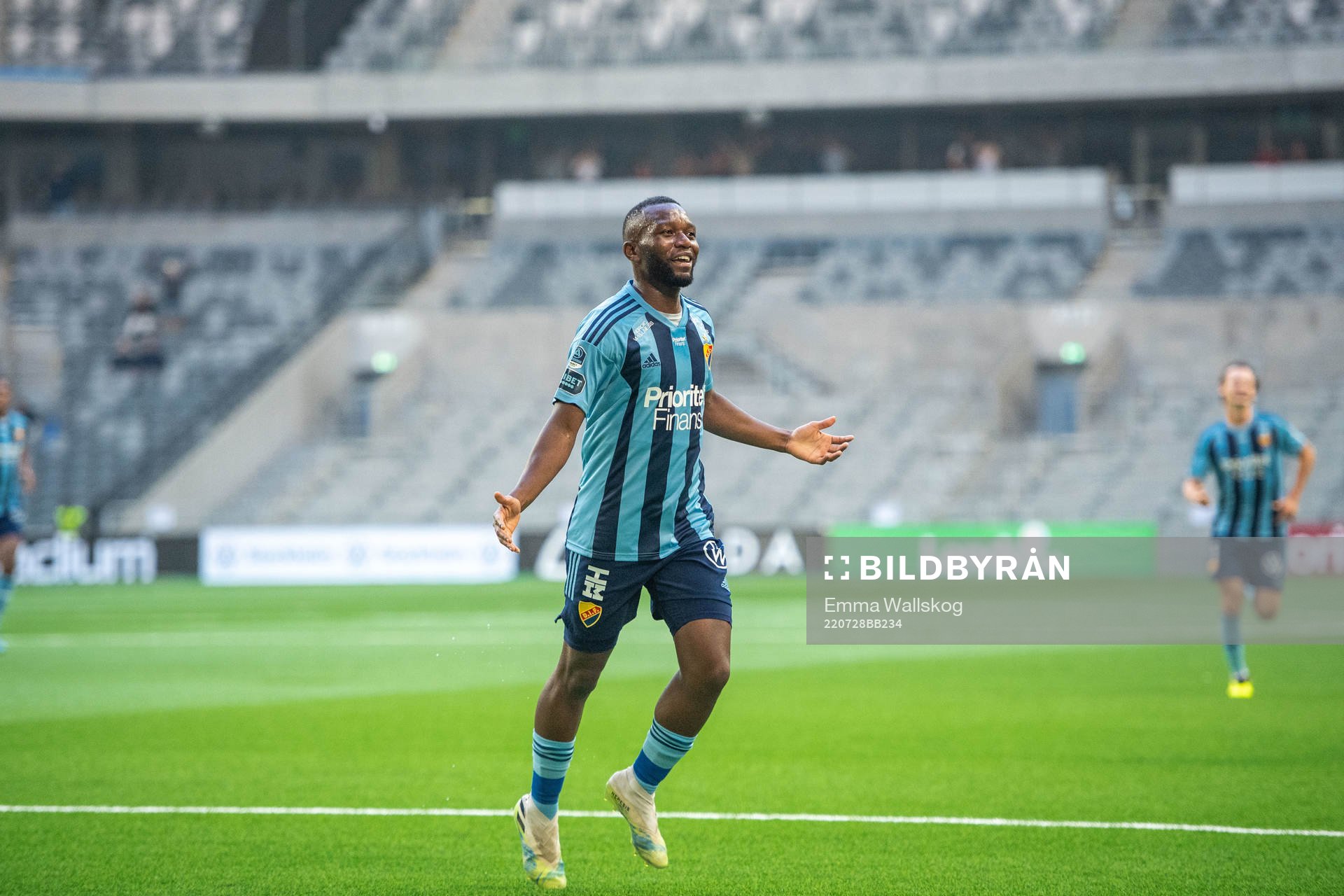 Emmanuel Banda of Djurgården celebrates 2-0