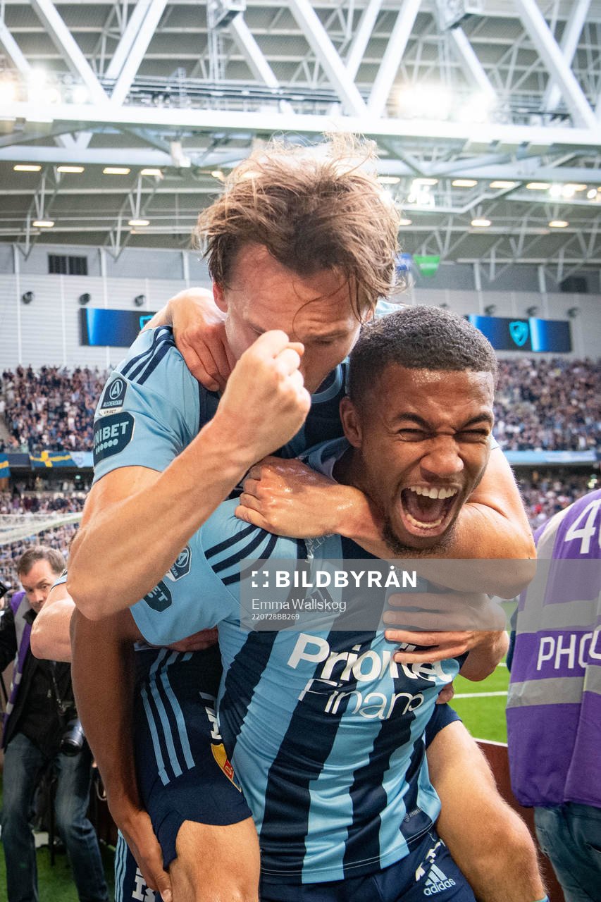 Hjalmar Ekdal and Pierre Bengtsson of Djurgården celebrate