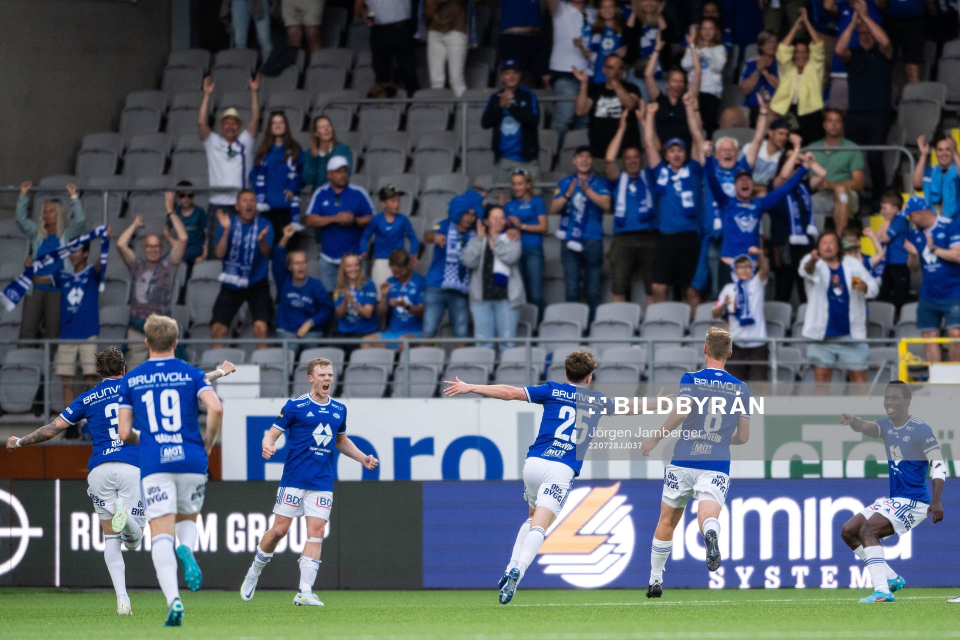 Emil Breivik of Molde celebrates with teammates