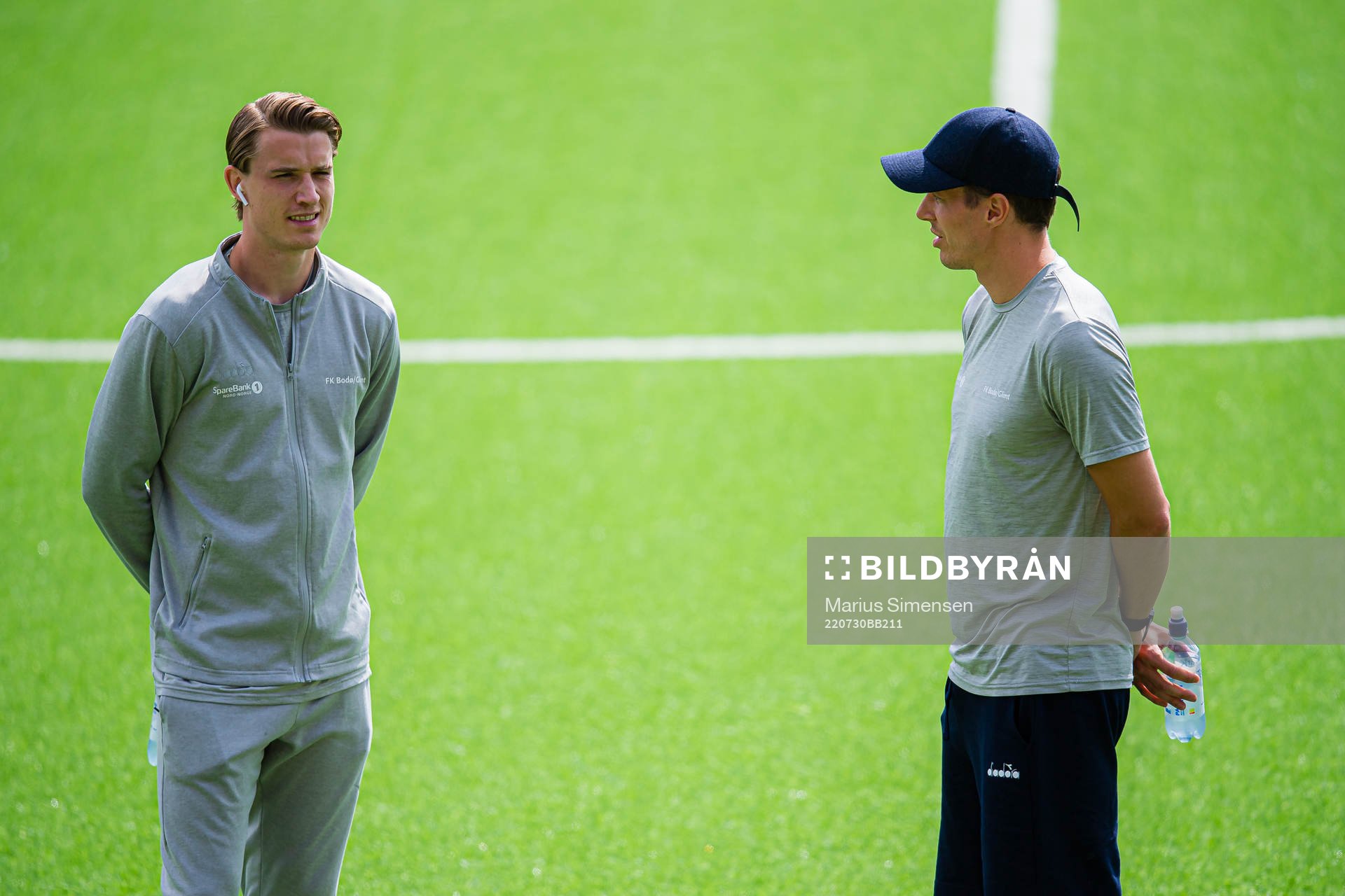 Marius Christopher Høibråten and Anders Ågnes Konradsen of Bodø/Glimt ahead of the Eliteserien match between Aalesund and Bodø/Glimt on July 30, 2022 in Ålesund.