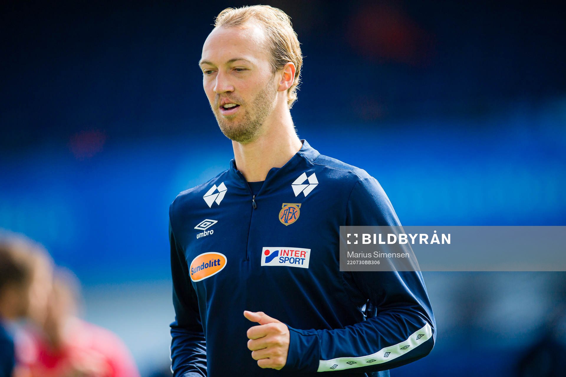 Jørgen Hatlehol of Aalesund ahead of the Eliteserien match between Aalesund and Bodø/Glimt on July 30, 2022 in Ålesund.