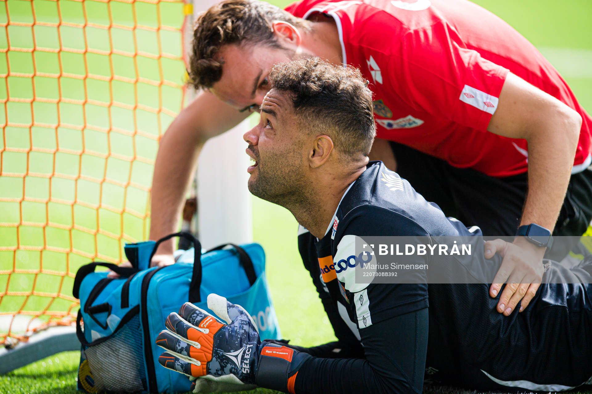 Sten Michael Grytebust of Aalesund in pain