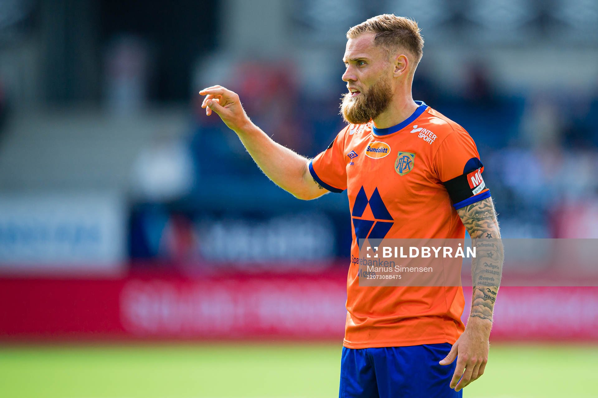 David Thomas Fällman of Aalesund during the Eliteserien match between Aalesund and Bodø/Glimt on July 30, 2022 in Ålesund.