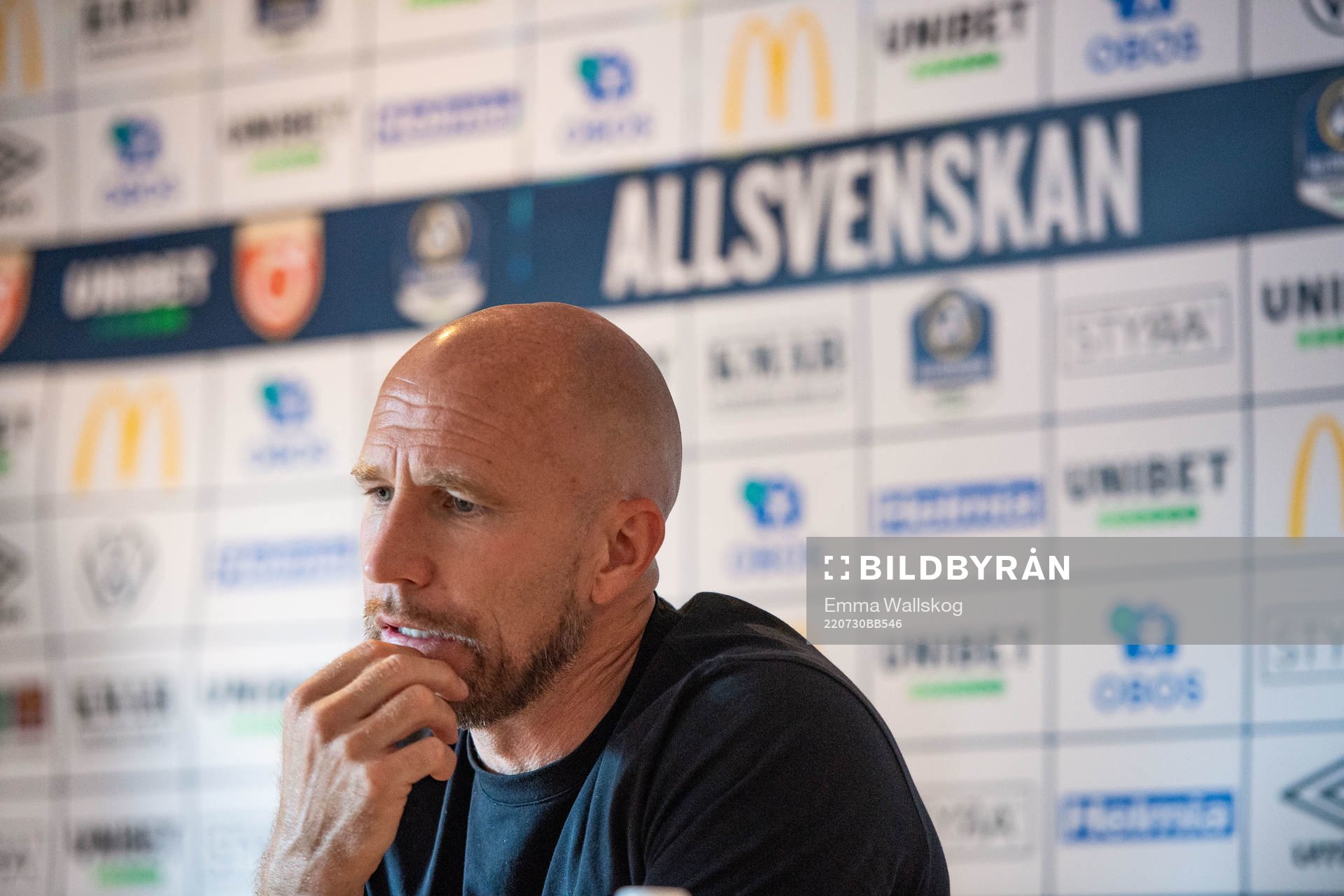 Kalmars tränare Henrik Rydström under en presskonferens efter fotbollsmatchen i Allsvenskan mellan Degerfors och Kalmar den 30 juli 2022 i Degerfors.