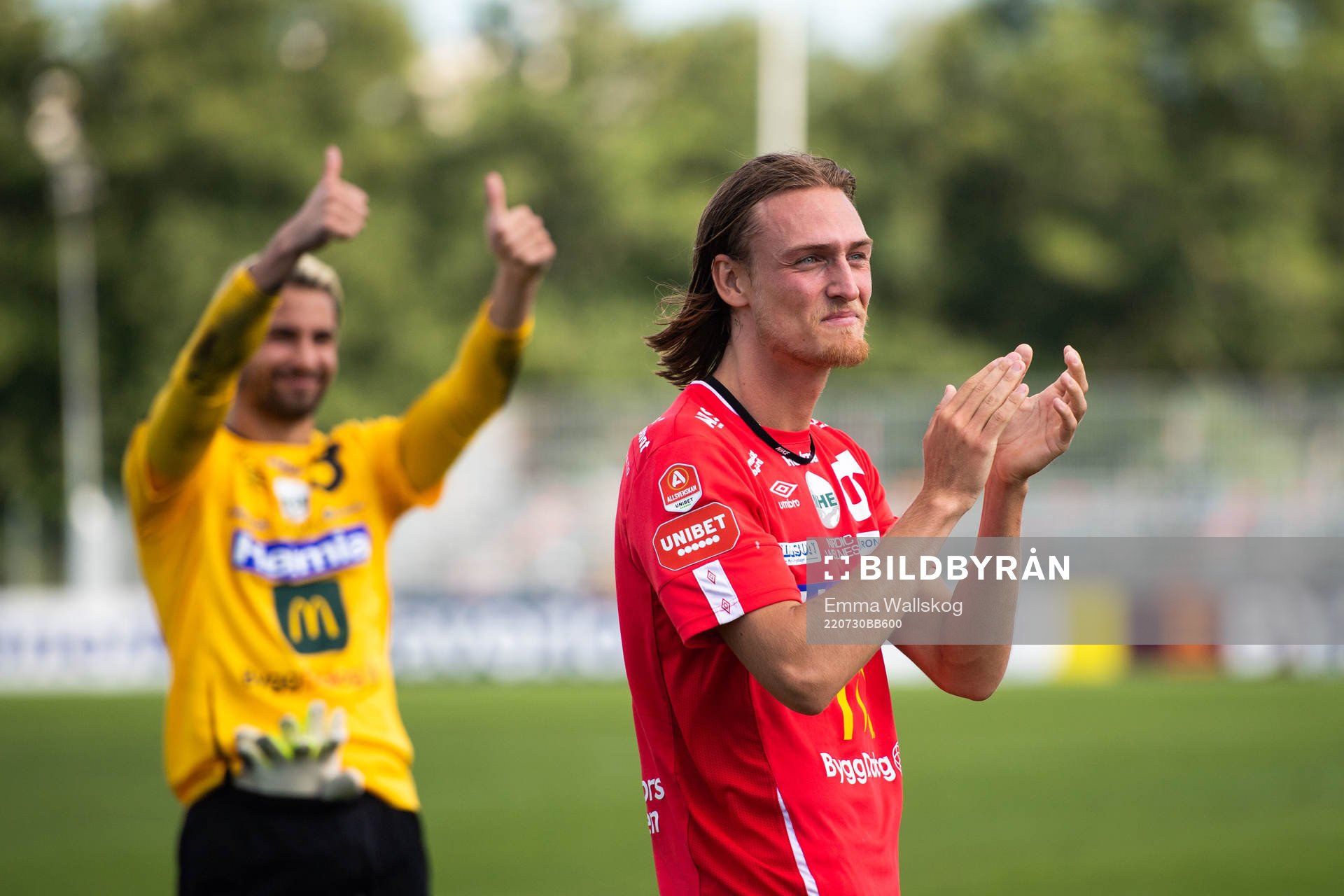 Degerfors målvakt Alfie Malik Whiteman och Gustav Granath