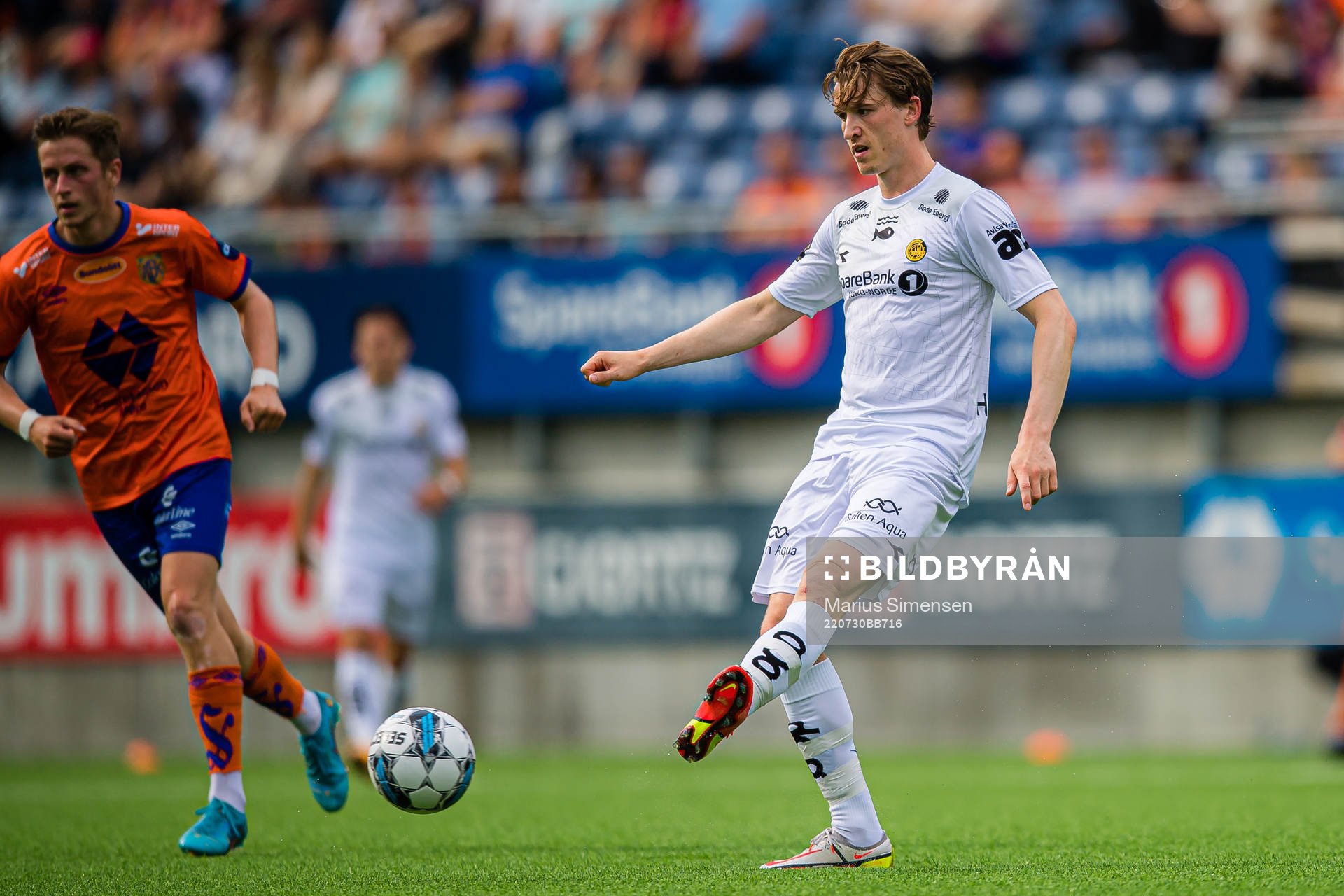 Marius Christopher Høibråten of Bodø/Glimt during the Eliteserien match between Aalesund and Bodø/Glimt on July 30, 2022 in Ålesund.