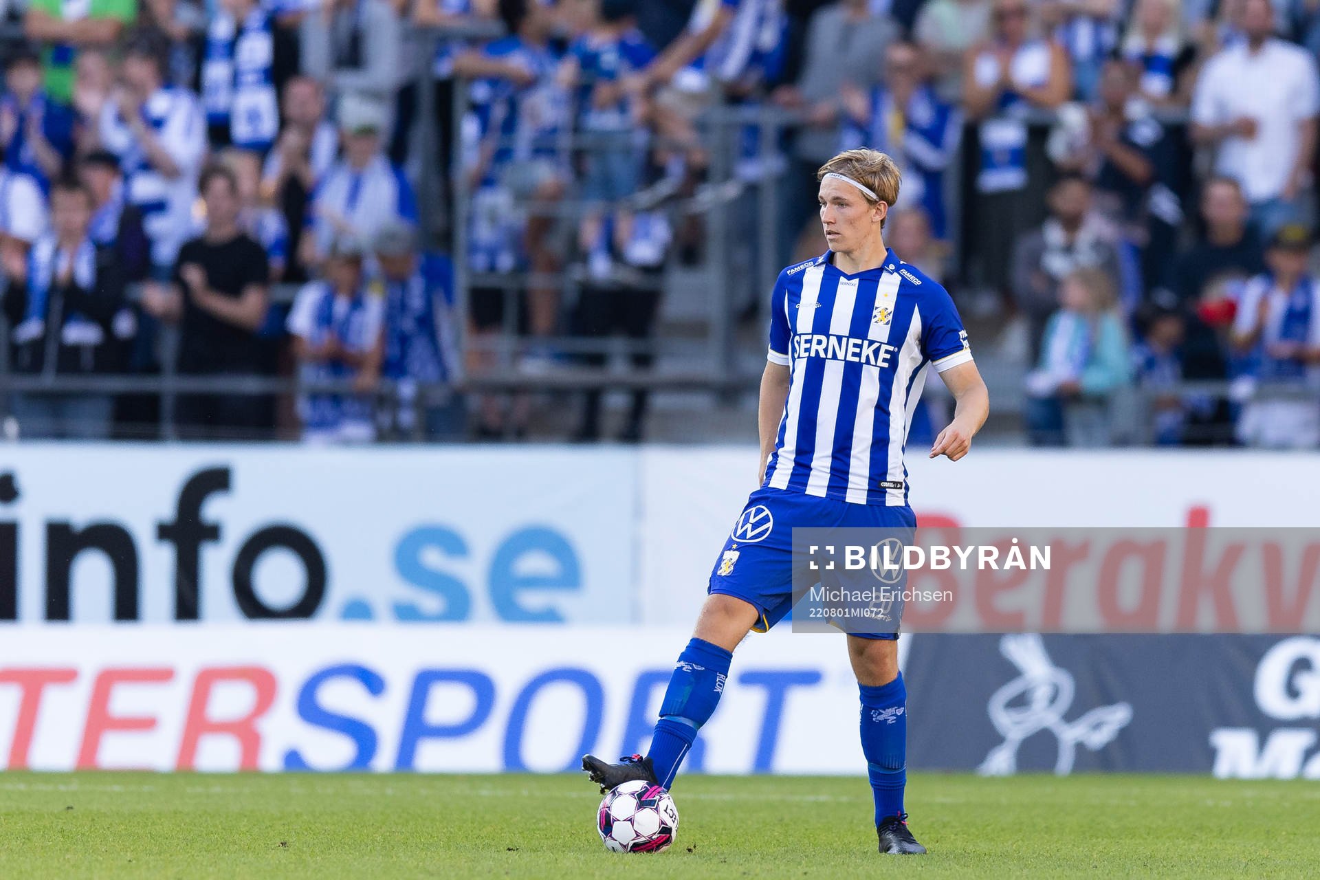 IFK Göteborgs Johan Bångsbo under fotbollsmatchen i Allsvenskan mellan IFK Göteborg och IFK Norrköping den 1 augusti 2022 i Göteborg. 