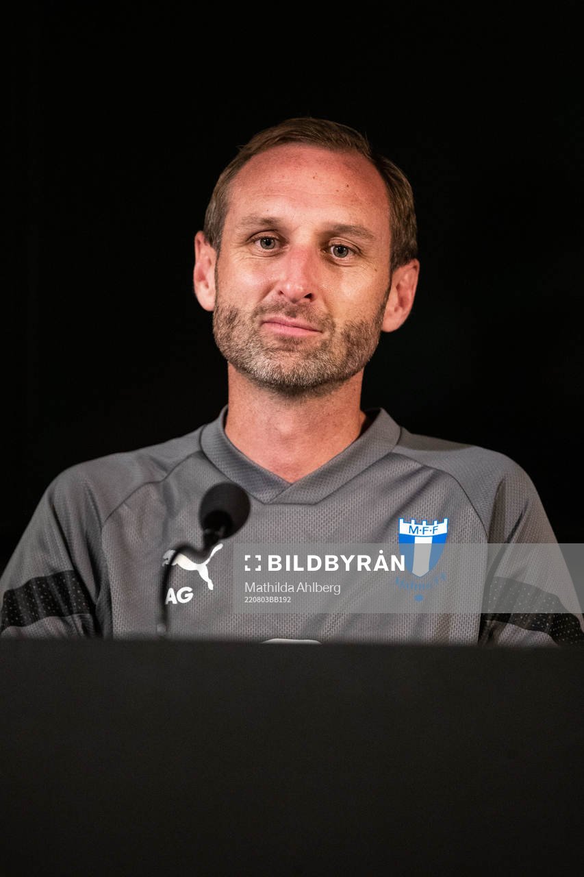 Andreas Georgson, head coach and sport director during a Press conference session with Malmö FF on August 3, 2022 in Malmö.