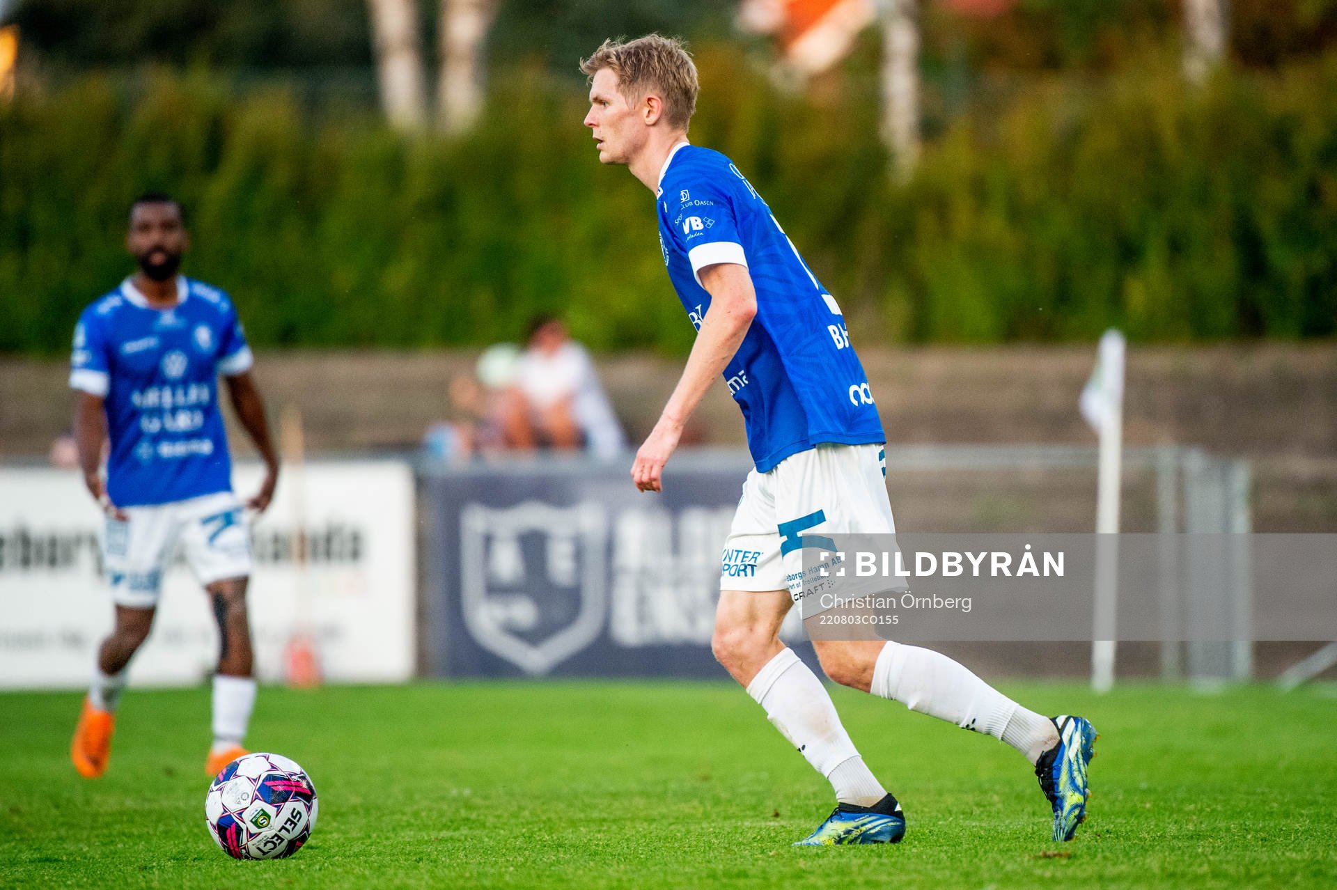 Trelleborgs Fritiof Björkén under fotbollsmatchen i Superettan mellan Trelleborg och Halmstad den 3 augusti 2022 i Trelleborg. 