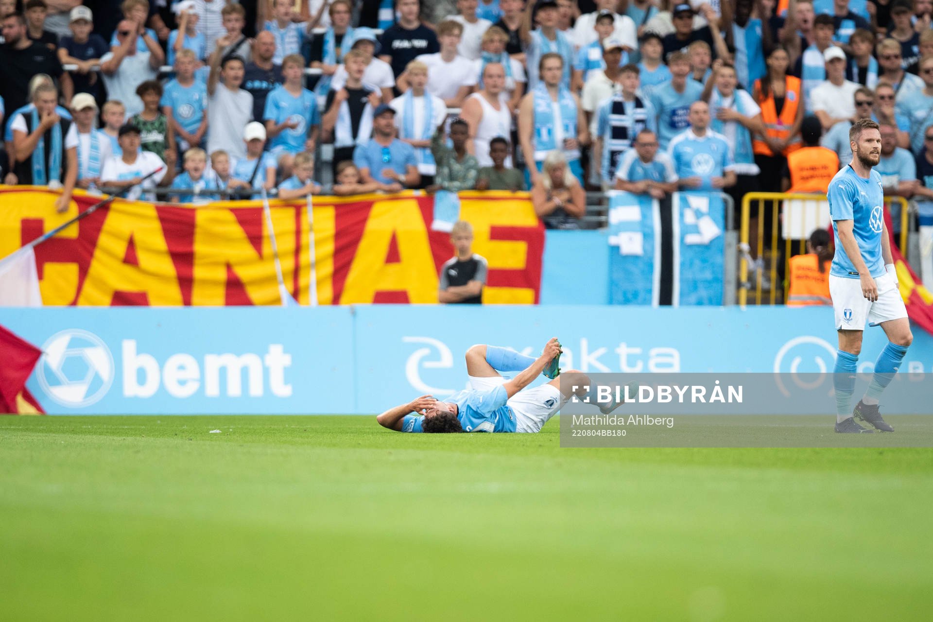 Moustafa Zeidan of Malmö FF in pain