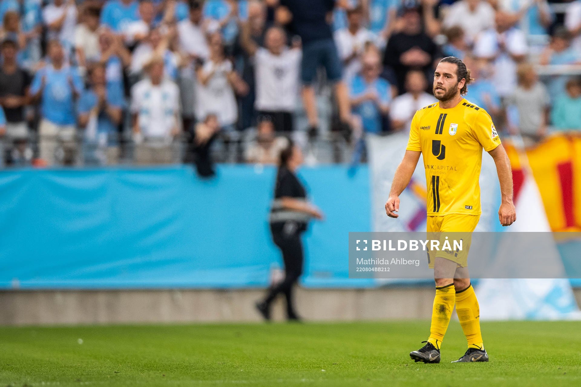 Charles Morren of Diddeleng looks dejected after receiving a red card during the UEFA Europa League qualification match between Malmö FF and Diddeleng on August 4, 2022 in Malmö. 