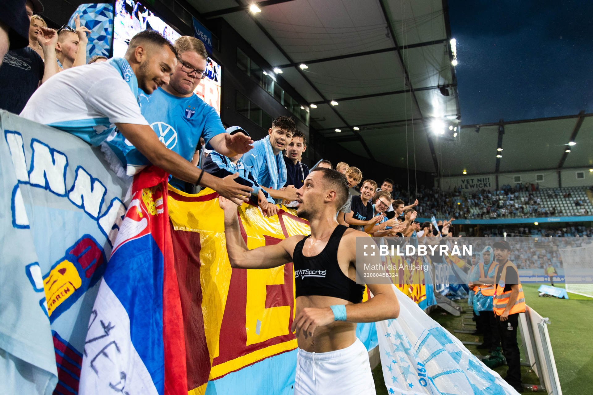 Veljko Birmancevic of Malmö FF gives away shirt