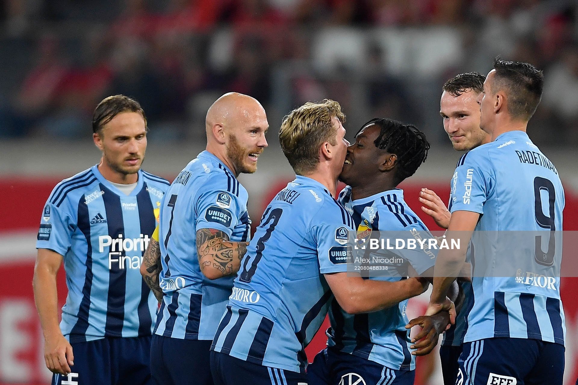 Hampus Finndell and Joel Asoro of Djurgården celebrate